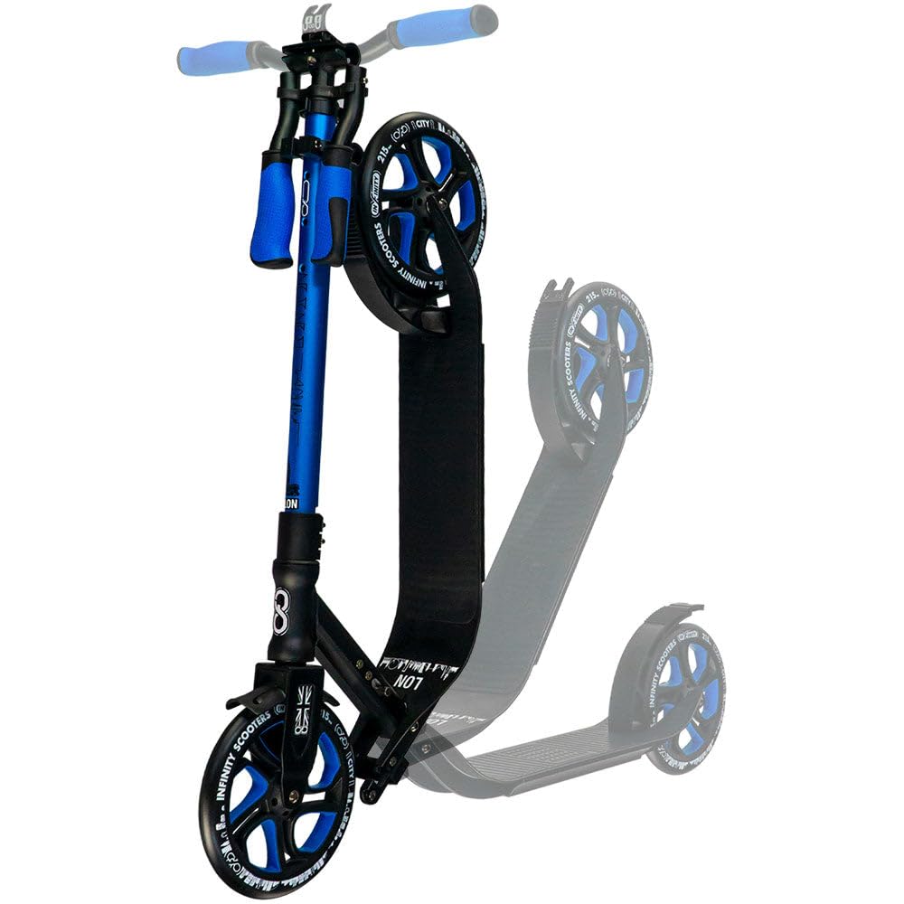 Crazy Skates Foldable Kick Scooter - Kick Scooters For Adults, Teens And Kids With Carrying Strap - Fast Folding, Adjustable Handlebars And Lightweight - London Scooter (Lon) - Blue