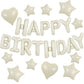 TONIFUL 31PCS Cream White Happy Birthday Decorations 16 Inch Happy Birthday Balloon Banner with Star Heart Balloons Mylar Foil B