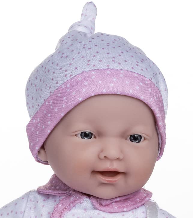 JC Toys La Baby 11" Soft Body Baby Doll - Caucasian, Vinyl, Washable, White & Pink Outfit with Hat, Pacifier & Blanket for Ages 12 Months+