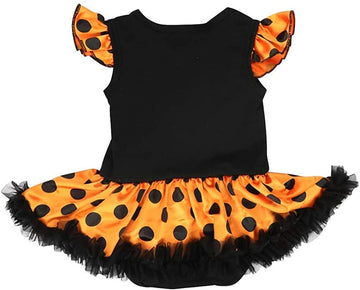 HOIZOSG Baby Girls Princess Costume Pumpkin Halloween Christmas Party Outfits Birthday Romper Tutu Dress w/Headband Shoes L