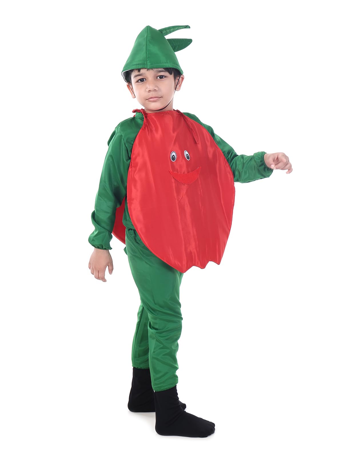 The Dance Bible Pomegranate Fancy Dress With Jumpsuit For Kids 8-10 Years | Boys & Girls Fruit Cutout Costume For School Functio