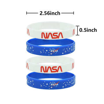Vuzvuv 18 Pcs Nasa Rubber Bracelets, Outer Space Design Silicone Wristbands Blue and White Color Style Bracelets for Spaces Them