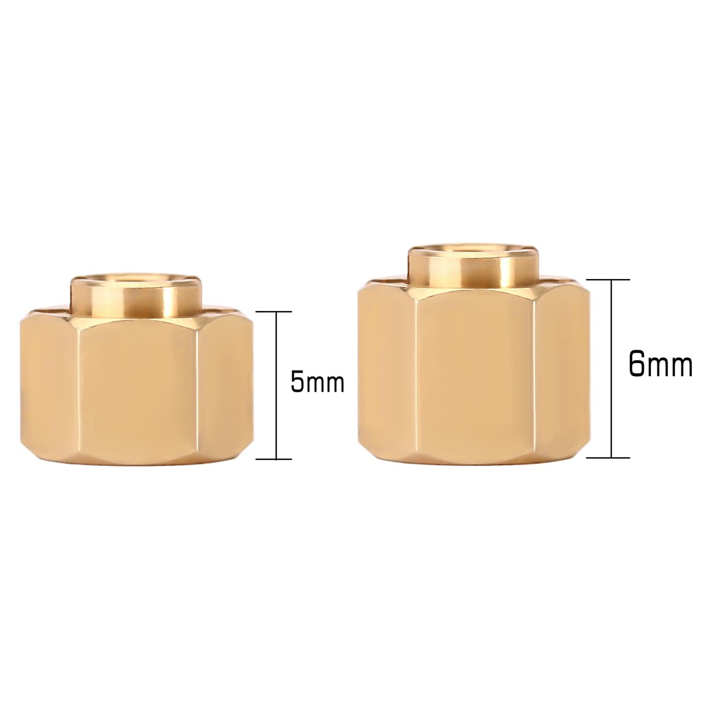 INJORA Brass Wheel Hex Hub 5mm(+1mm) and 6mm(+2mm) Extenders Adaptor Set for 1/18 RC Crawler Car TRX4M Upgrade Parts