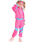 Jeleuon Boys Girls Retro Hip Hop 80S Tracksuit Costume Dance Sportswear Top Pants Sets Outfit Colorblock Windbreaker Sets S