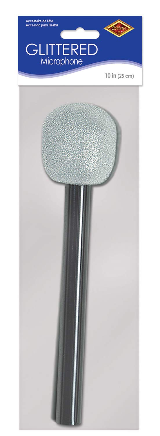 Beistle Silver and Black Glittered Microphone