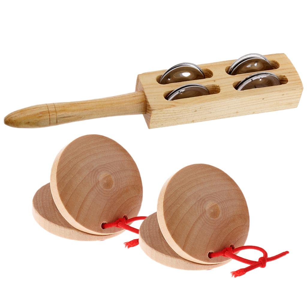 Lichts A Pair Castanets Wood Percussion Flamenco Handbell Baby Musical Learning Toy