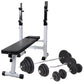 vidaXL Adjustable Workout Bench with Weight Rack, Barbell and Dumbbell Set, Steel Frame, Cotton-Padded Cushion, Black