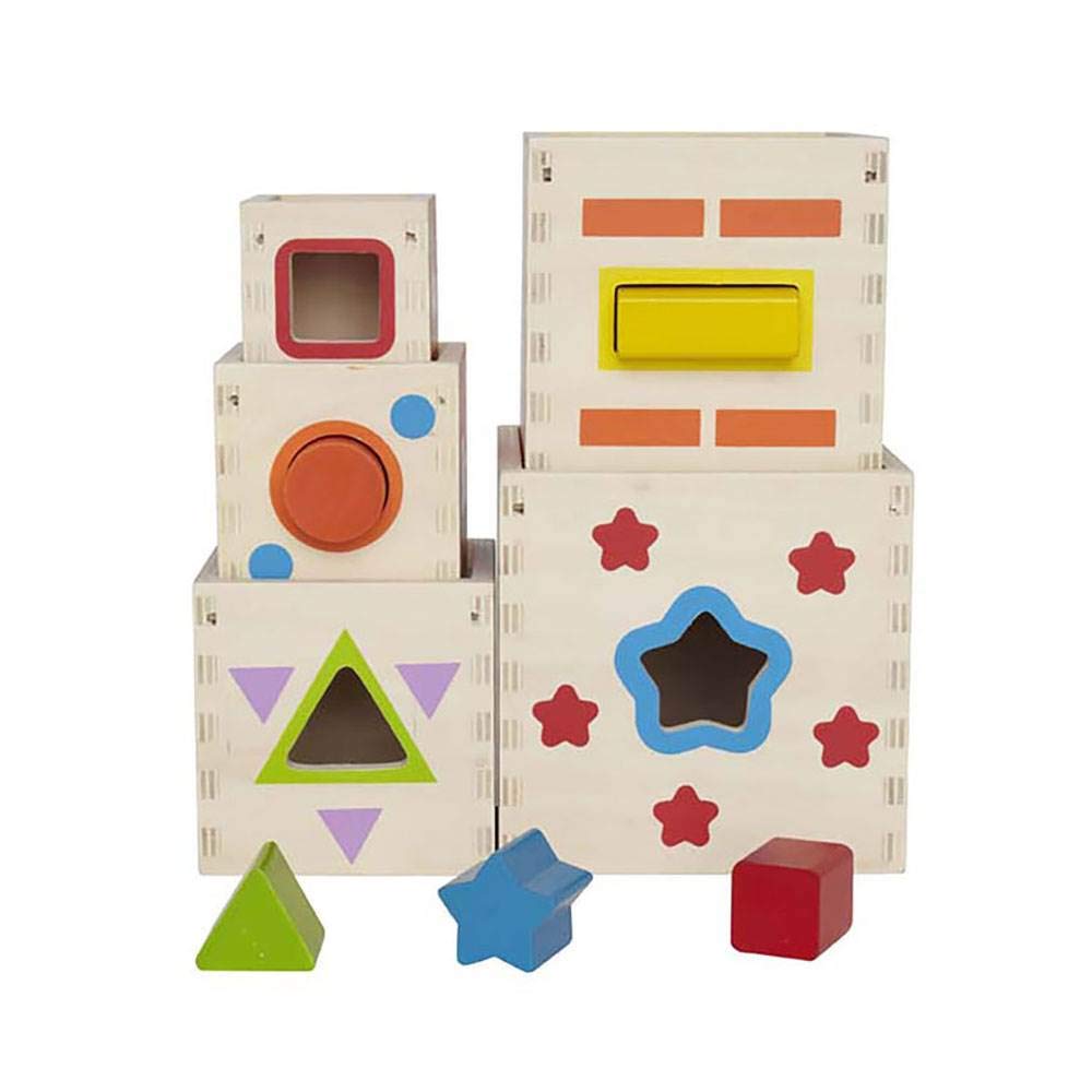 Hape Pyramid of Play - Multi-Color Wooden Toy - 5.5 Inch - Model HAP-E0413