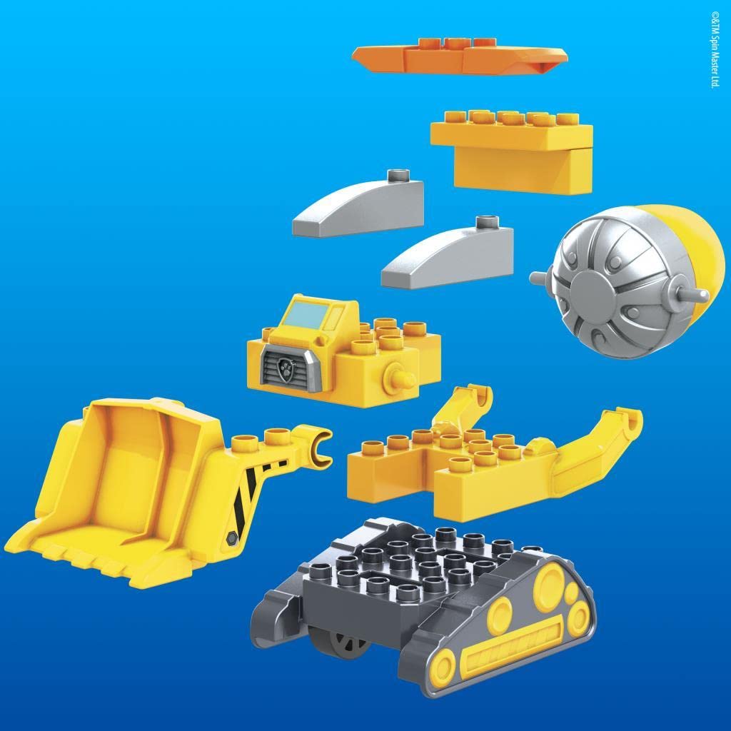 Mega Bloks Paw Patrol Toddler Building Blocks Toy Car - Rubble's City Construction Truck, 17 Pieces, Plastic, Multi, Model GYW91