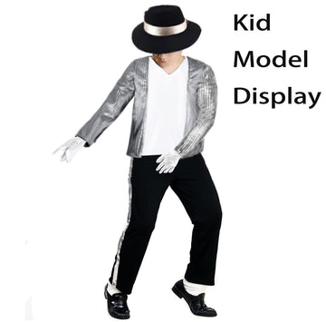 Dance Star Costume For Kids 80S 90S Pop Stage Cosplay Party Halloween Role Play 6-8 Years White Black
