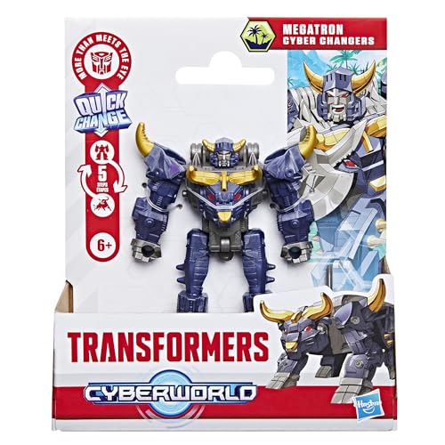 Transformers Megatron Cyber Changers 4-Inch Action Figure, Quick Change Bull Mode, Plastic, Model G1043 for Ages 6 and Up