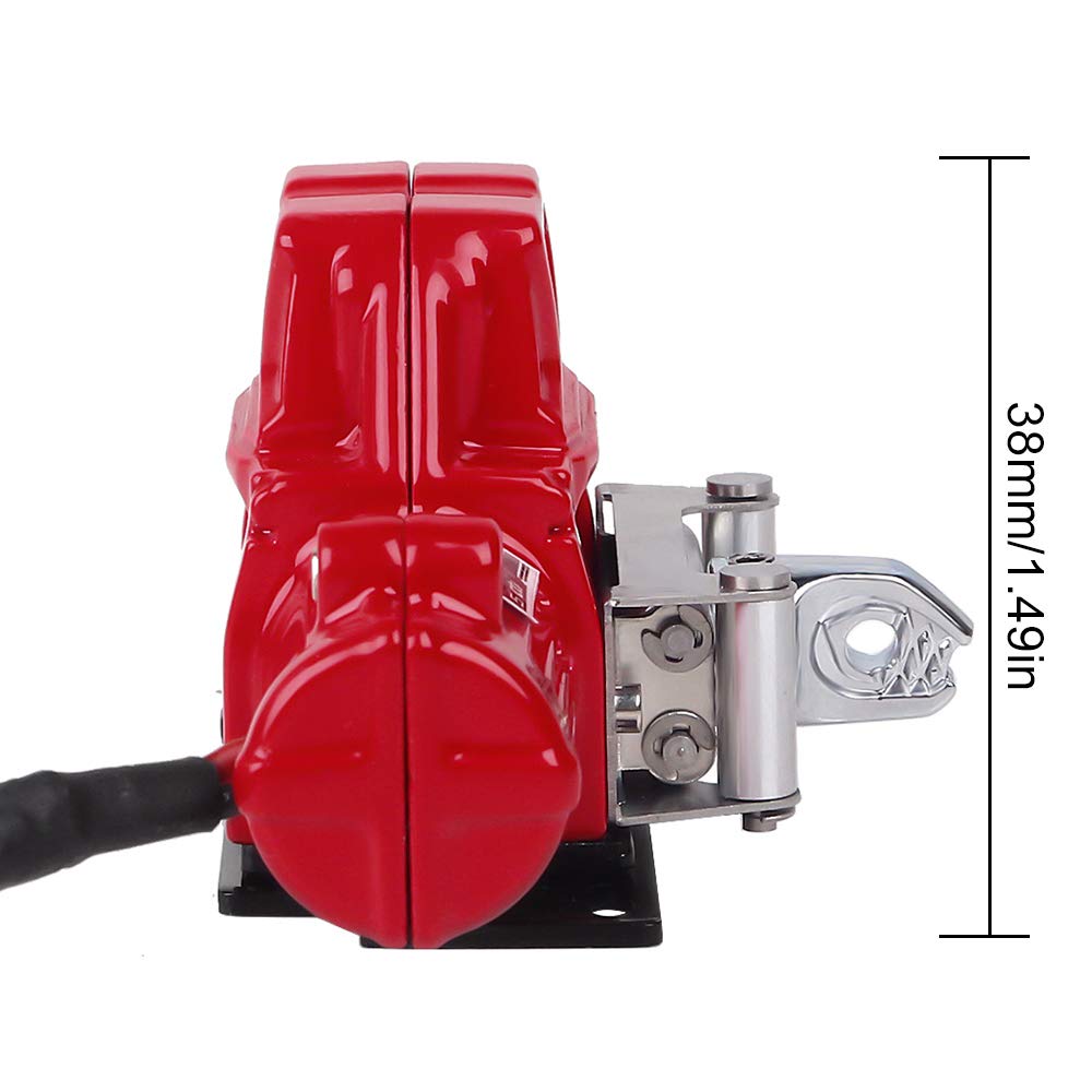 INJORA Metal Automatic Winch Wireless Remote Controller System for 1:10 RC Crawler Car Axial SCX10 90046 TRX4 Redcat (Red)