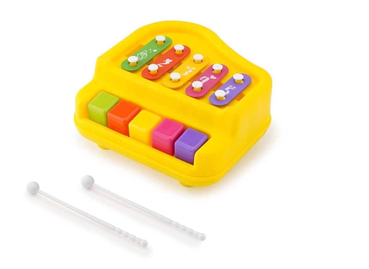 Khamosh Traders 2 In 1 Piano Xylophone Musical Toy For Kids 5 Tone Xylophone Learning Toys Preschool Musical Learning Instrument