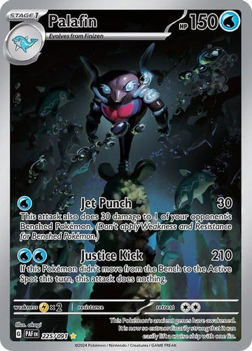 Pokemon Palafin Card - 225/091 - Illustration Rare - Paldean Fates - Silver or Gold - Paper/Cardstock