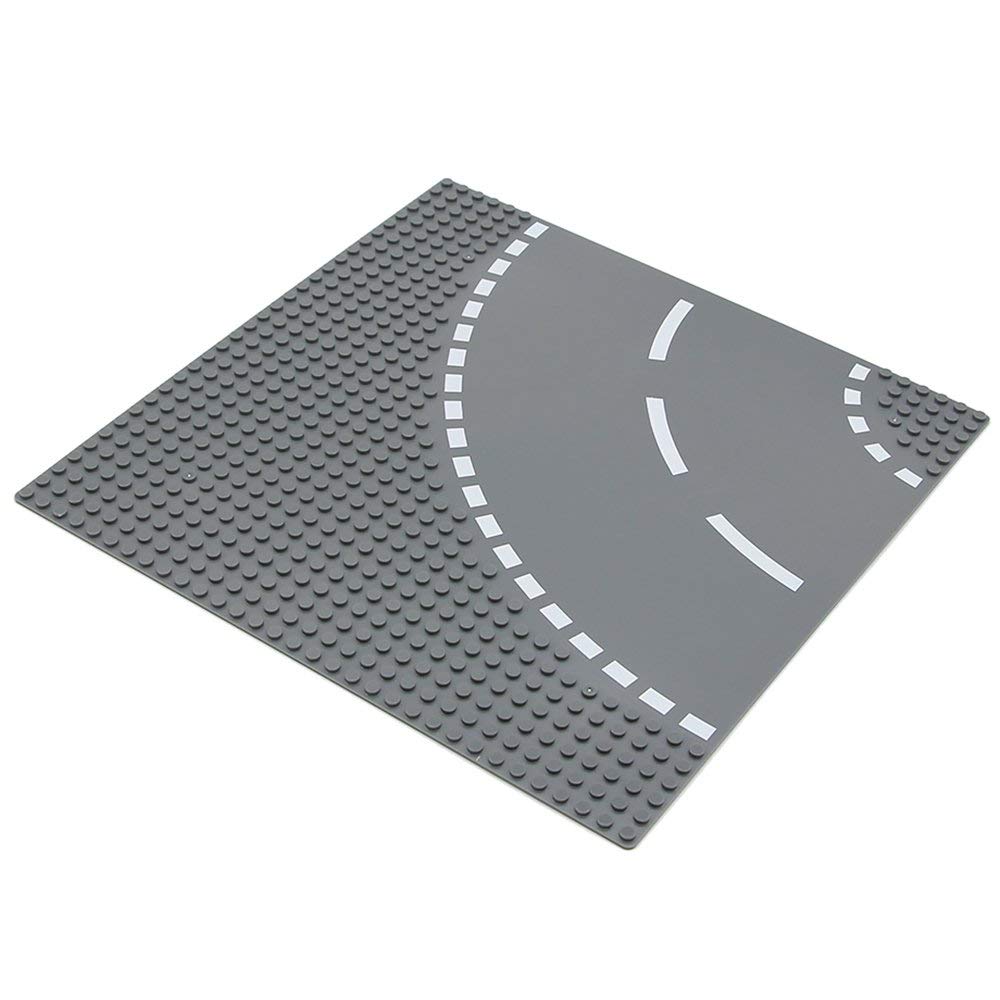 Feleph Classic Road Street Base Plates, City Town Curve Road Building Kit, 25 X 25 Cm Baseplate For Building Bricks Compatible With All Major Brands (Curve 4 Pieces)
