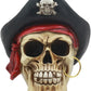 Ebros Gift Badass Pirate Captain Marauder Skull With Golden Earring Statue Captain Hook Skeleton Cranium With Crossbones Hat Figurine Skulls Skeletons