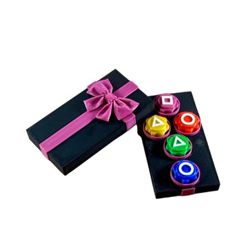 Koovdem Traditional Tossing Game,Gongi Korean Folk Game Set Family Travel Gongi Folk Set Pieces Dice With Base (2 Black)