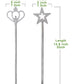 Liatunou 2 Pack Silver Star Wands, Crown Wands, Princess Fairy Wands,Magical Sticks For Girls Birthday, Party, Halloween