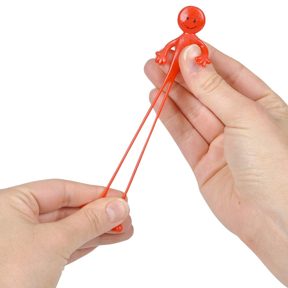 Bedwina Stretchy Bendable Man Toy, 36 Pack, Assorted Fun Colors, Small Rubber, Model BED-5182, Stress Relief Party Favor