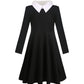 Jorssar Girls Black Halloween Peter Pan Collar Dress Clothes Kids Cotton Long Sleeve Twirly Dress Size 10 12 Years Old