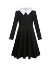 Jorssar Girls Black Halloween Peter Pan Collar Dress Clothes Kids Cotton Long Sleeve Twirly Dress Size 8 10 Years Old