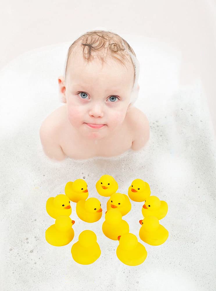 Yuerfeila Kids Bath Duck Toys 50 Pcs Mini Rubber Ducks Squeak And Float Duckies Baby Shower Toy Party Decoration For Toddlers Boys Girls (1.6’’)