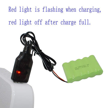 Blomiky 6V 2200mAh Ni-MH 5 AA Rechargeable Battery Pack with SM-2P Black 2 Pin Connector Plug and USB Charger Cable for RC Truck