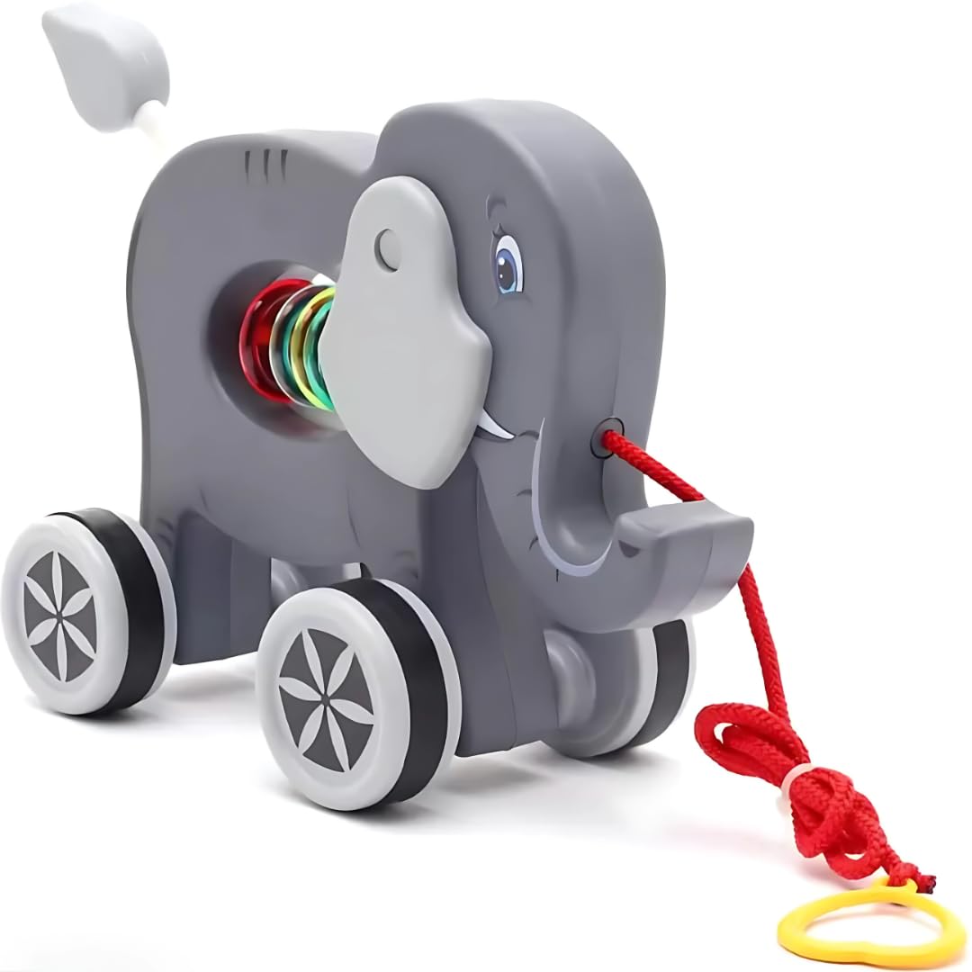 Mini Steps Pull Along Elephant Toy  Baby & Toddler Walking Toy, Fun & Safe Play