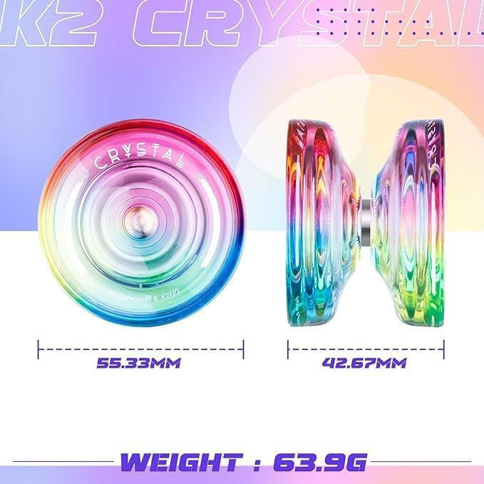 3 Pack Of Yoyo K2 Crystal, Responsive Yoyos For Kids Beginner, Dual Function Yoyos With Replacement Unresponsive Yoyo Bearings+R