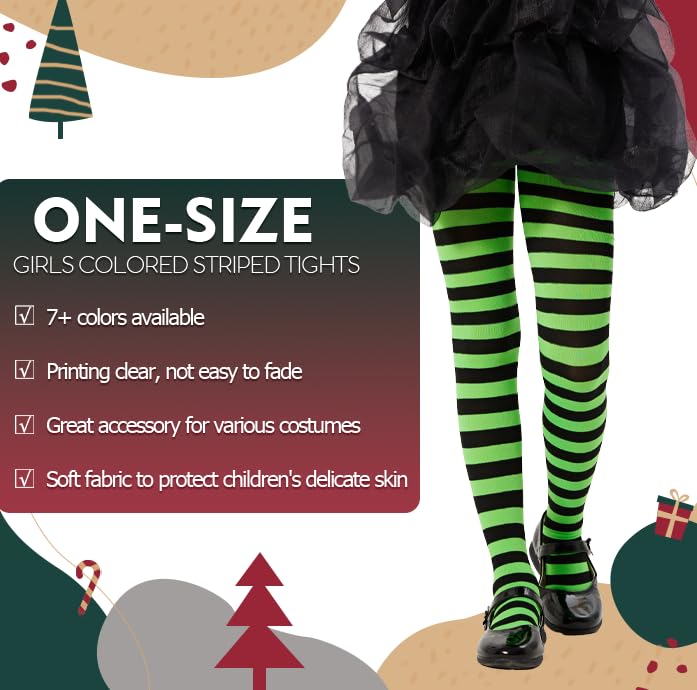 Manzi Girls Colored Striped Tights Toddler Kids Halloween Christmas Costume Pantyhose Witch Striped Leggings Baby Black And Whit