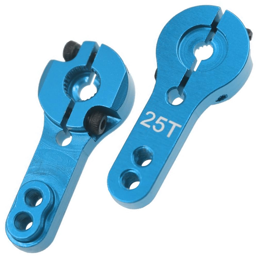 3PCS Vgoohobby 25T Aluminum Servo Horns Arms M3 Threads Metal Steering Arm Compatible with RC Car Truck Buggy Airplane,Blue