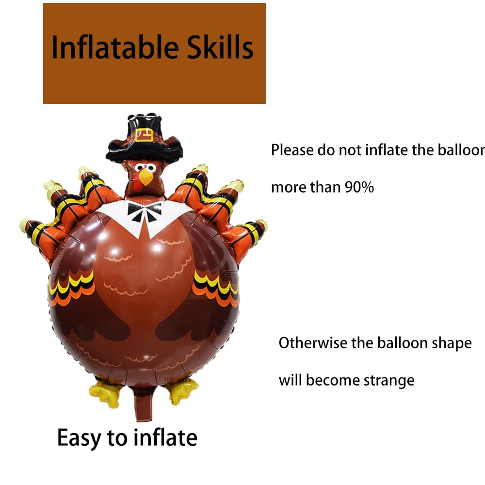 HADCKJA Big Turkey Balloons - Thanksgiving Party Decorations, Aluminum, 3pcs, Fall Harvest Theme