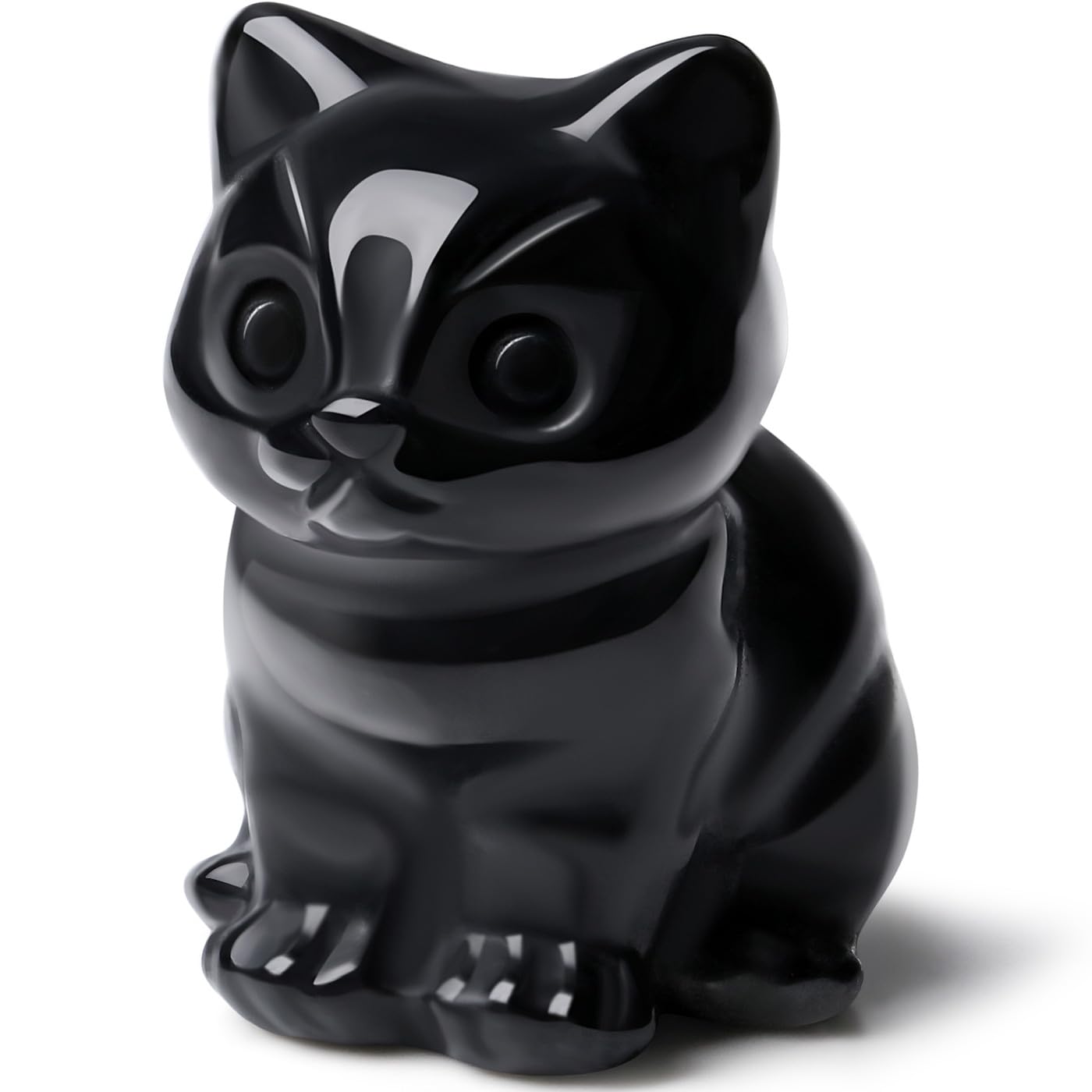 Duqguho Cat Decor Black Obsidian Cat Crystal Figurines Crystals Gifts For Cat Lovers Men Women Lucky Cute Cat Statue For Room De