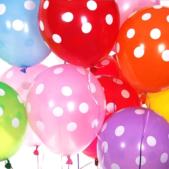 Party Port 12 Multicolor Polka Dotted Balloons for Birthday, Anniversary & Other Celebrations (Pack of 20)