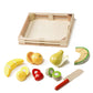 Cutting Fruit Set (18pcs): Wooden Play Food Set & 1 Melissa & Doug Scratch Art Mini-Pad Bundle (40211)