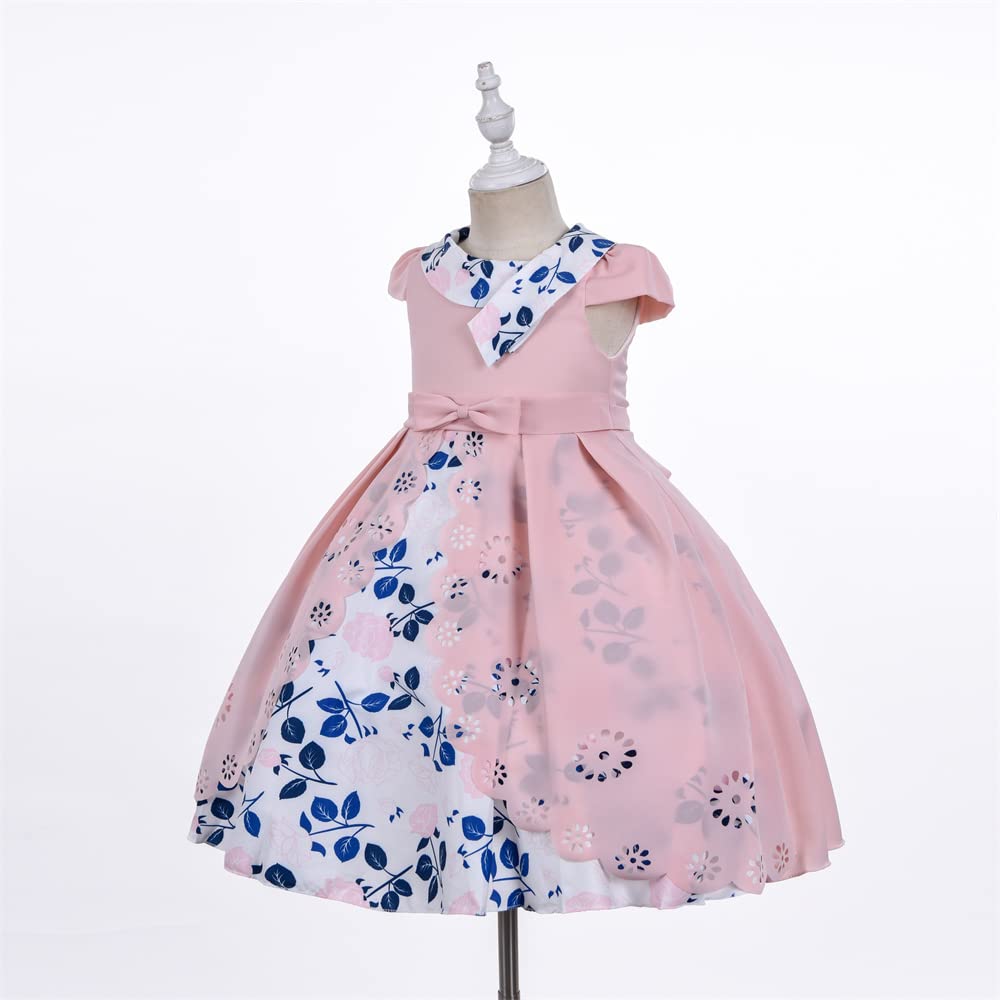 Cosplay Life Floral Dress for Girls and Young mature-themeds Fashion Flower Waistline Kids Party Festival Dress Ages 5-9 Years Old (Peach  6YRS)