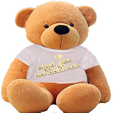 Click4Deal Big Teddy Bear 3 Feet Long Wearing A Be My Valentine T-Shirt (Bear 91 Cm) (Brown)