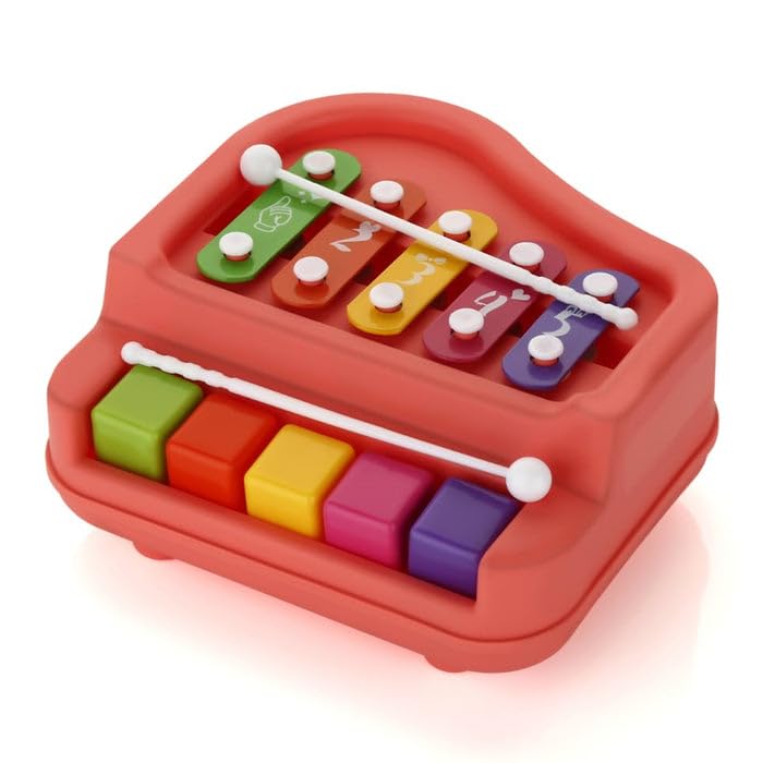 Meeto 2In1 Baby Piano Xylophone Toy For Toddlers, Featuring 5 Colorful Keys, Perfect For Preschool Learning And Musical Instru