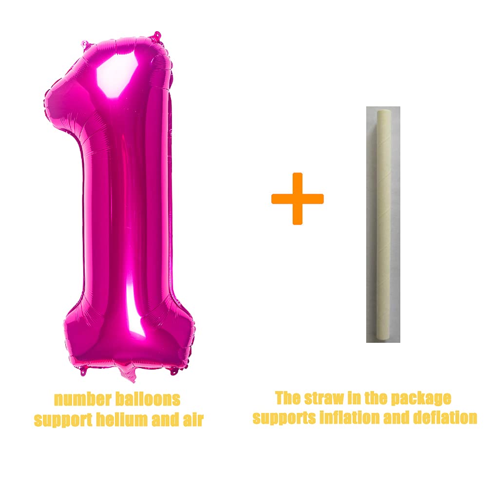 32 Inch Pink Number 1 Balloons Foil Ballon Digital Birthday Party Decoration Supplies (Pink Number 1 Balloon)