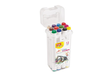 Art Marker Set 12 Shades | Dual Tip Brush & Fine Point | Vibrant Pigment Ink For Drawing, Coloring, Sketching, Calligraphy | Ide