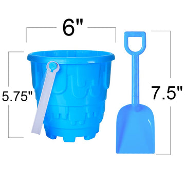 ArtCreativity 6'' Beach Sand Castle Buckets and Shovels Set, Includes 12 Shovels and 12 Pail Buckets with a Sand Castle Design I