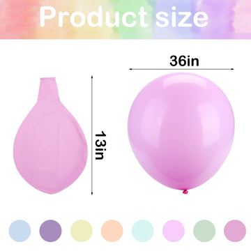 Lovestown 36 Inches Pastel Balloons, 12 Pcs Large Macaron Balloons Jumbo Latex Party Balloons Giant Round Balloons For Wedding Party Festival Decorations