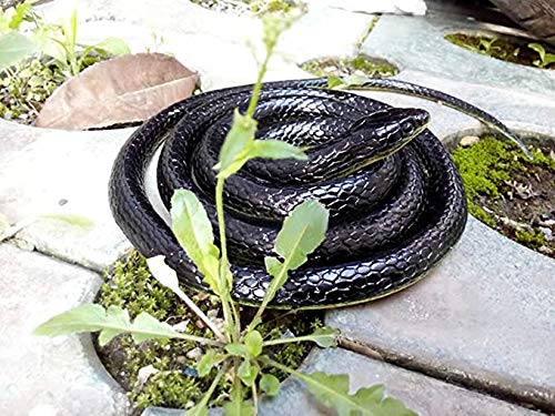 Brandon-super 52 Realistic Black Rubber Snake - Scare Toy for Halloween, Pranks, and Decorations, Large Size