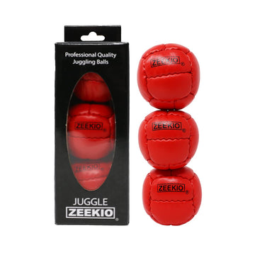 Zeekio Galaxy Juggling Balls - enhanced 12 Panel Genuine Leather Balls - 130g - 67mm - Pack of 3 (Red)