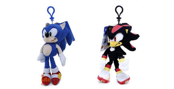 Sonic The Hedgehog Shadow And Sonic 8'' Plush Clip With Small Zipper Pouch - 2 Pcs ( 1 Of Each )