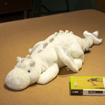 Leahaoe Giant Weighted Dragon Stuffed Animal 7Lbs, Soft White Dragon Plush Toy, 51.2'' White Stuffed Dragon For Kids And Adults