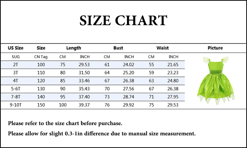 Aunc Green Fairy Princess Dresses For Girls Child Clothes Costume Kids Tinkerbell Cosplay Set Flower Carnival Halloween Birthday