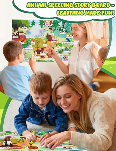 SHUWND Mini 3D Printed Zoo Animals Felt Story Board Set, 25Pcs, 4"x7.5"x2", Interactive Preschool Learning Toy, Colorful Felt