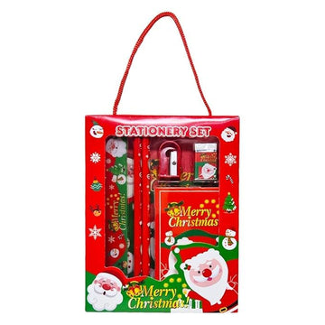 Parteet Christmas Stationery Giftset (Pack Of 6 Items) 1 Eraser, 1 Sharpener, 1 Scale, 1 Diary, 2 Pencils For Kids
