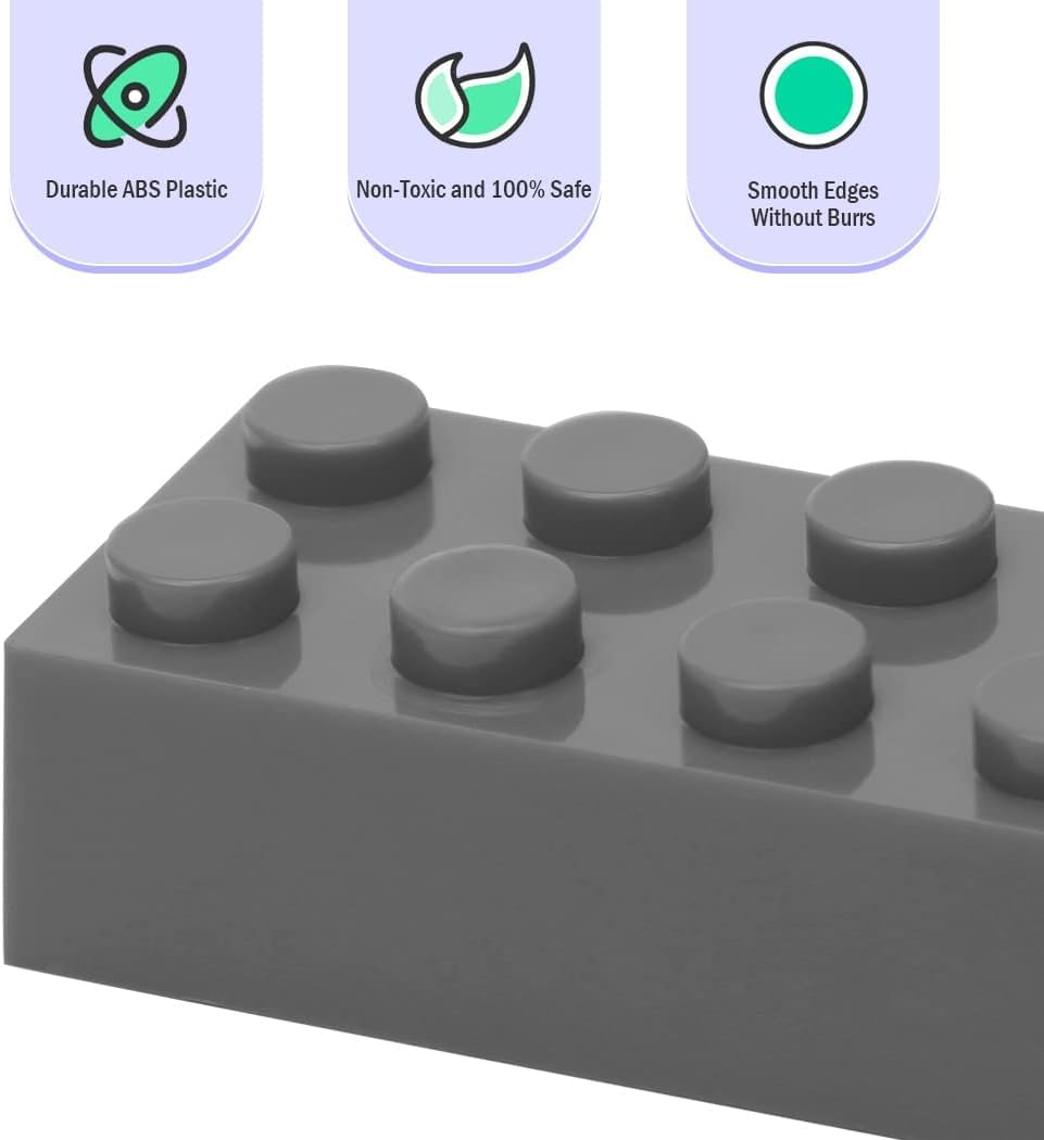 500 Piece Dark Gray Bricks Bulk, Gray 2X4 Building Bricks Flat, Compatible With Lego Parts And Pieces: 2X4 Dark Grey Bricks(Colo